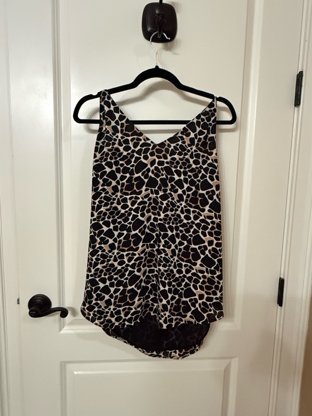 LOFT Animal Print V-Neck Camisole in Black & Cream